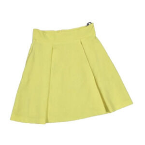 Black Halo Woman’s Yellow Pleated Paneled Sanibel Mini Skirt size 10